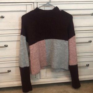 Color-block crop sweater